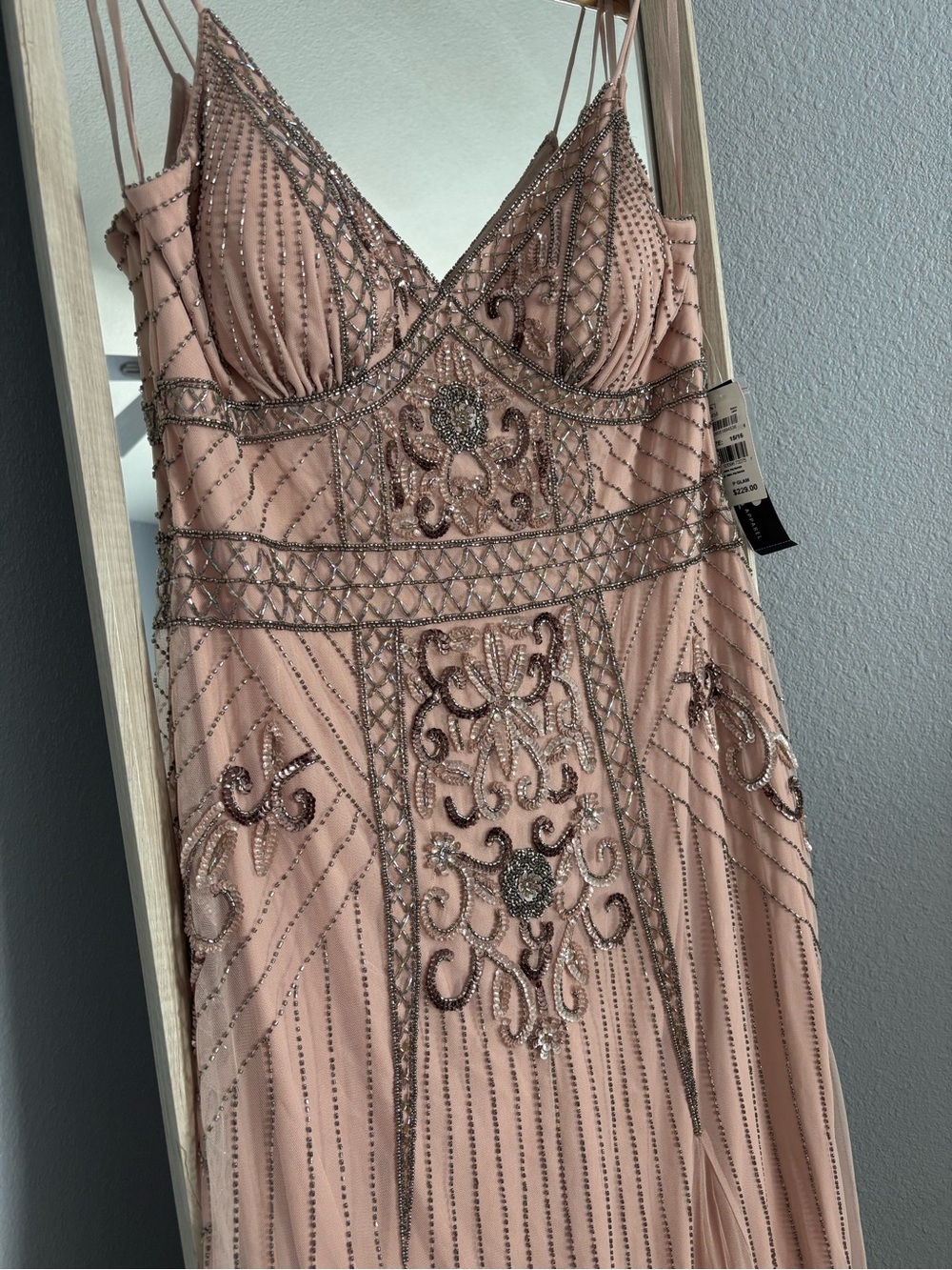 Macy's Blush Pink Beaded Embellished Maxi Dress - Picture 4 of 10
